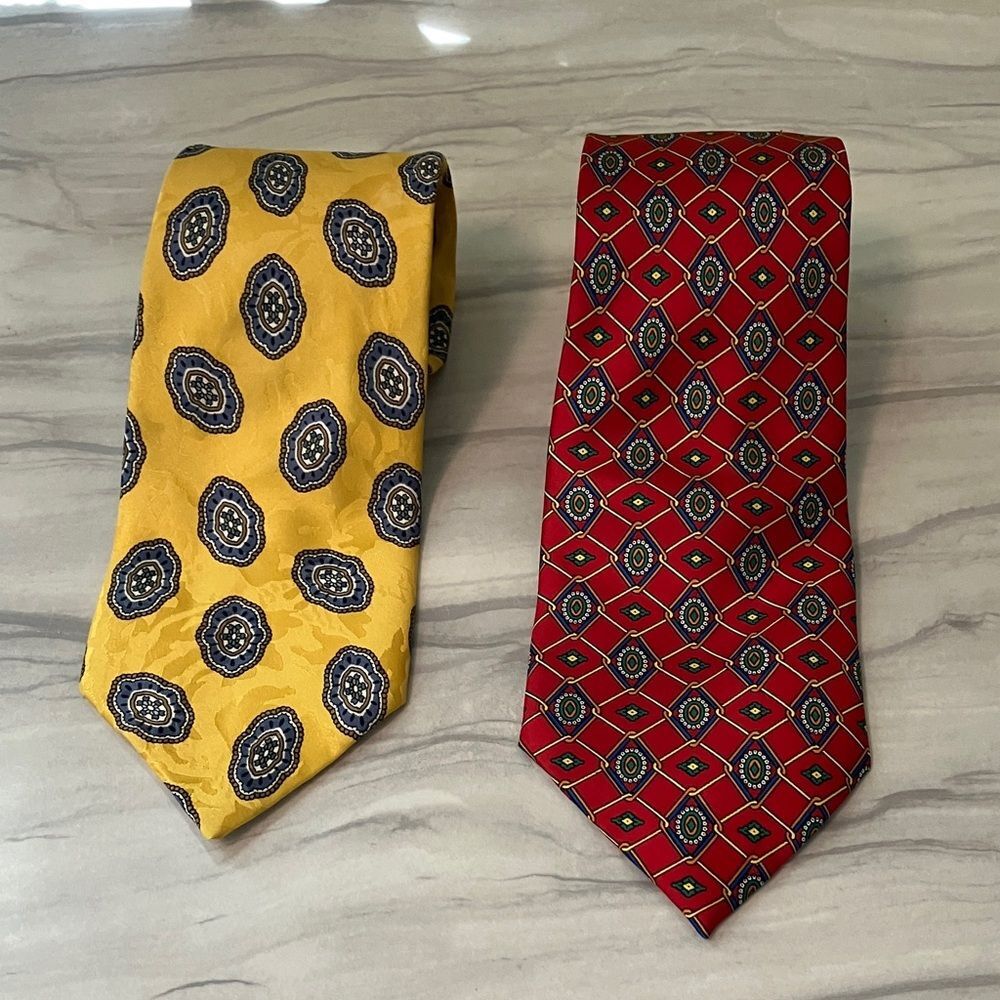 Two CANDA Stylish Yellow and Red Patterned Ties